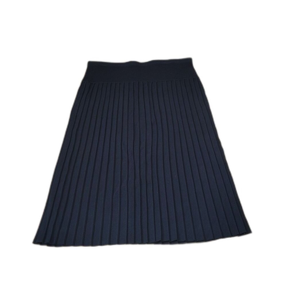 Yarns & Stitches Black Pleated Knit Skirt Size Large